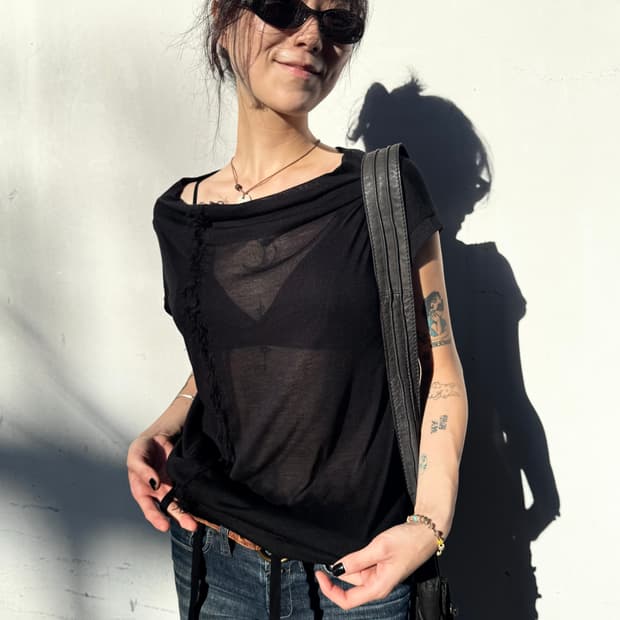 yohji yamamoto + noir rayon sheer top