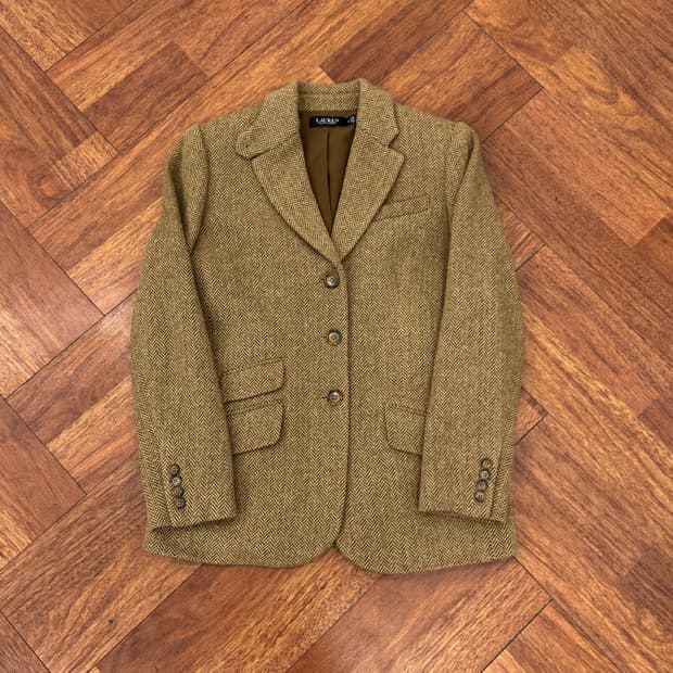 여성용 55 로렌 랄프로렌 헤링본 블레이저 자켓 