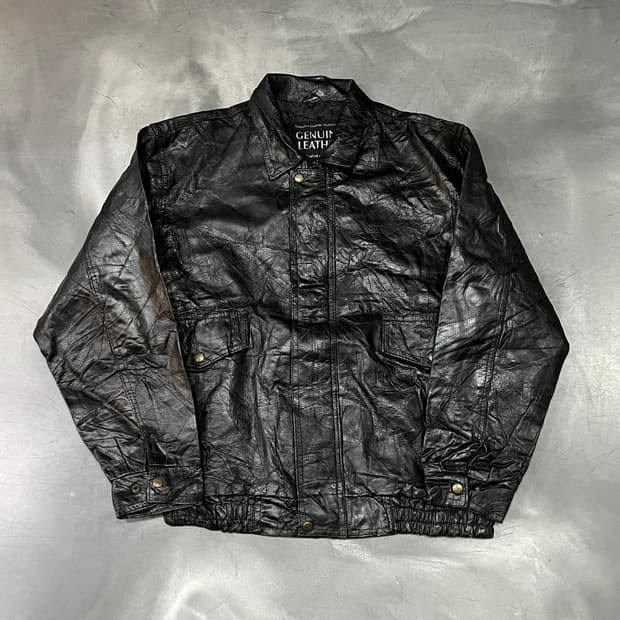  빈티지 스티치 리얼레더 카라 자켓 y15043