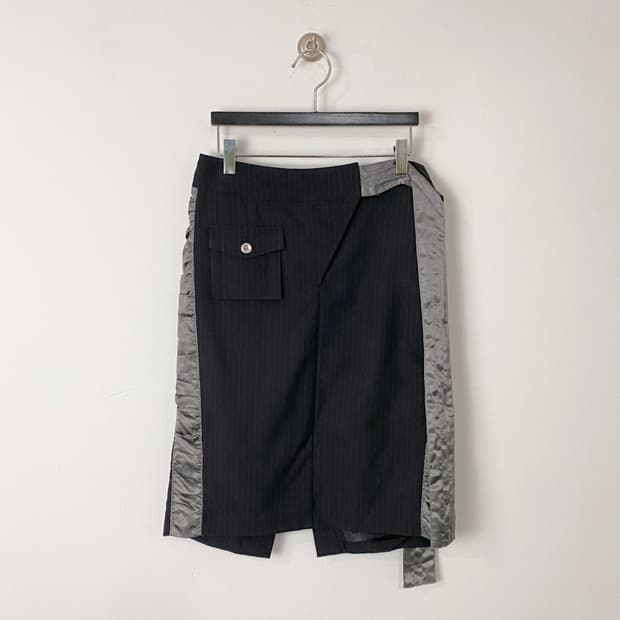 SRIC side shirring detail wool skirt 