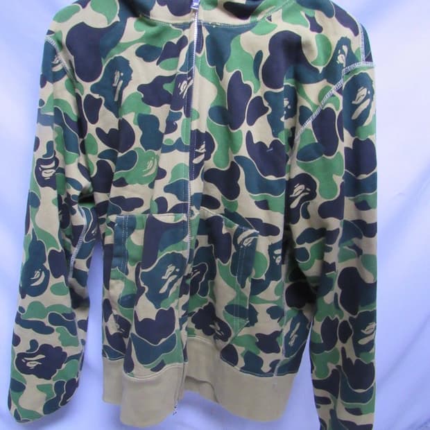 베이프 1st 카모 샤크 후드집업 녹계