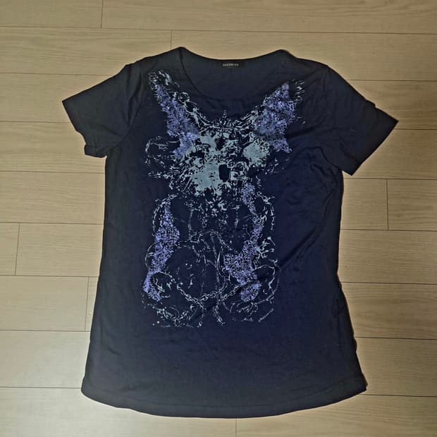 Y2k 큐빅 퍼플 짧소매 반팔T