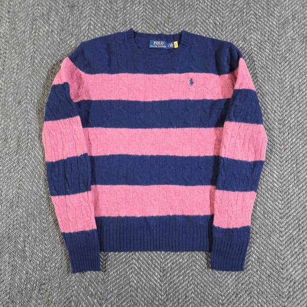 신형 QR 폴로 랄프로렌 스트라이프 케이블 니트