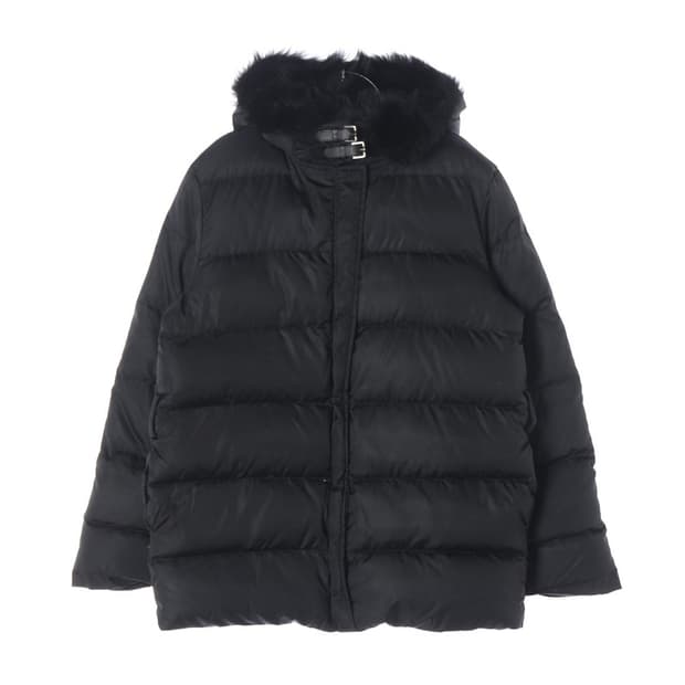 랄프로렌 여성 퍼 후드 덕다운 패딩 점퍼 블랙 M