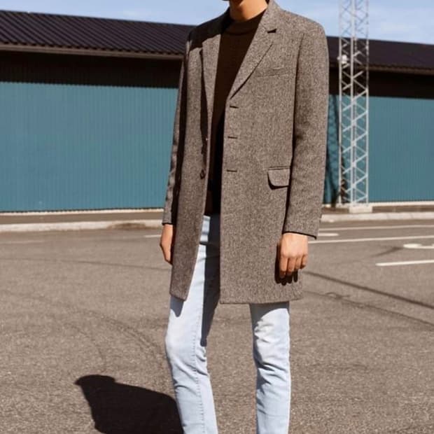 앤더슨벨 해링본 싱글 코트 M 그레이