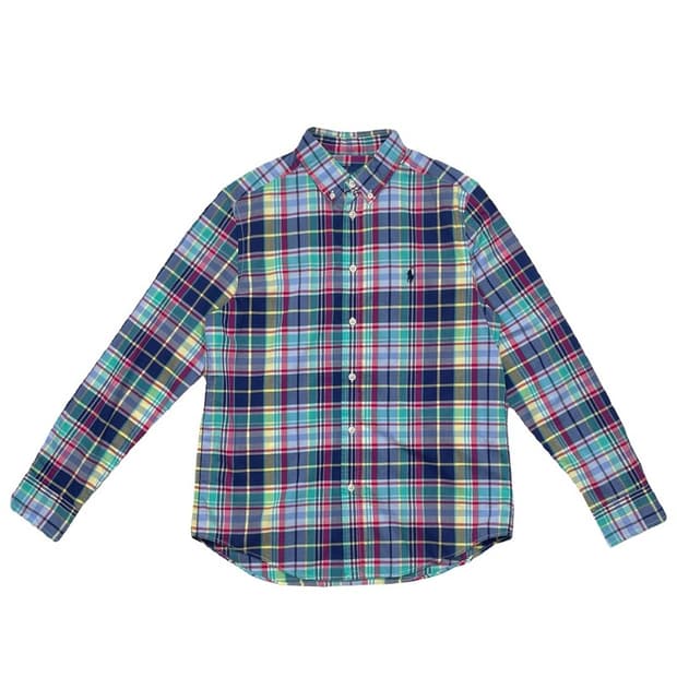 RALPH LAUREN 깅엄체크 셔츠 블루 L(14-16)