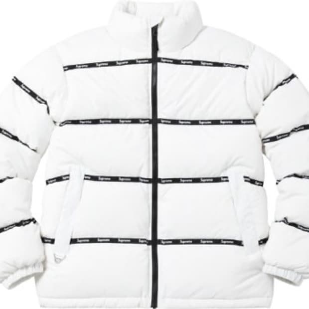 슈프림 로고 테이프 퍼피 패딩 L