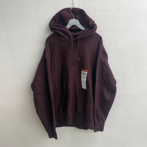 지유(GU) 헤비웨이트 기모 버건디 후드티 (XL)