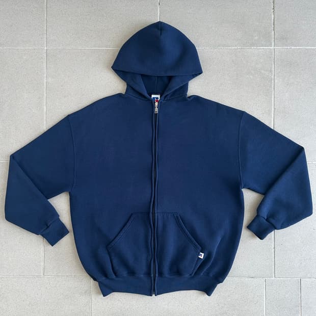 90s 빈티지 러셀 후드집업 네이비 XL