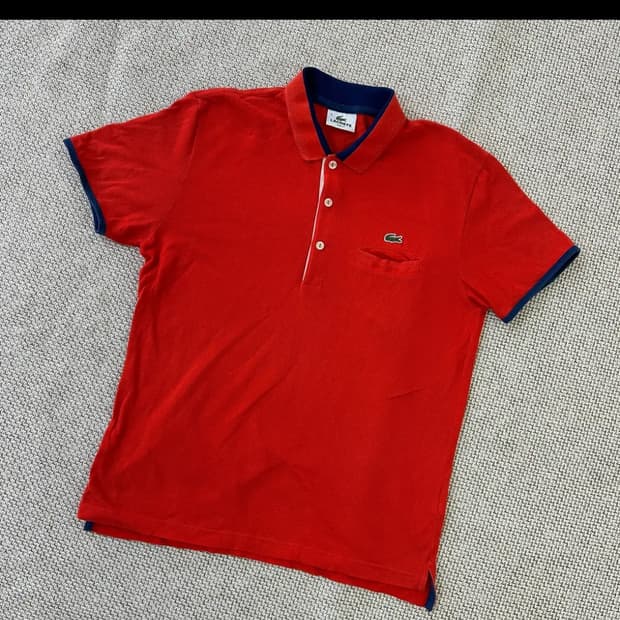 라코스테 빨간색 슬림핏 카라티 95