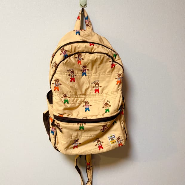 곰돌이 일본 빈티지 백팩 노란색 가방 모리걸 y2k 리락쿠마 인형