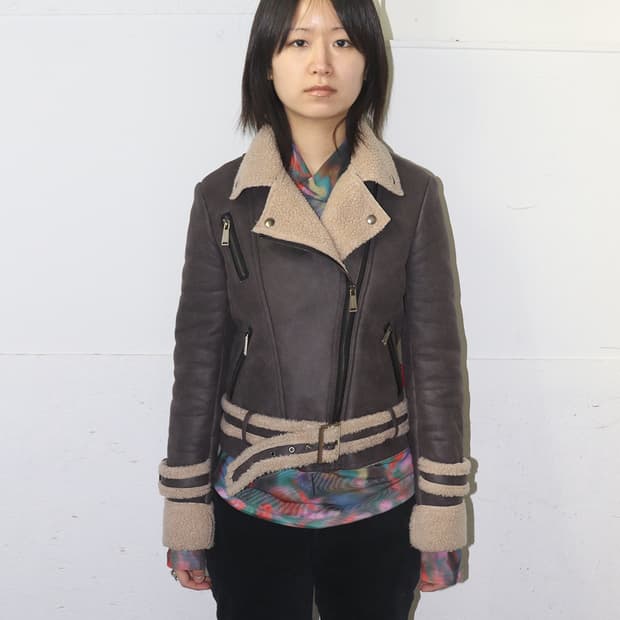 디스퀘어드2 09AW 송아지 가죽 세어링 라이더 자켓