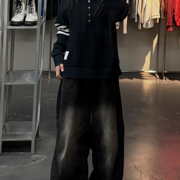 톰브라운 4바 와플 폴로 니트 카라티A3697