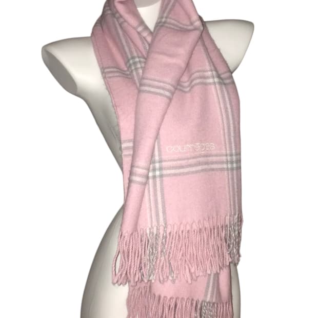 Courreges 꾸레쥬 핑크 체크 캐시미어 머플러 목도리 y2k