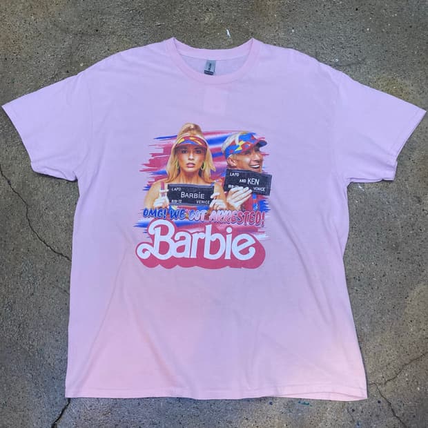 미국 빈티지 barbie 바비 핑크 반팔티