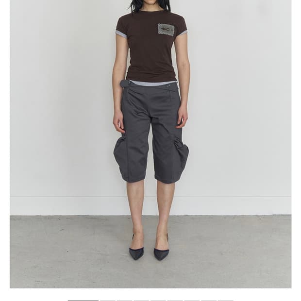 오들리워크샵 Yolk Capri Trousers, Slate s