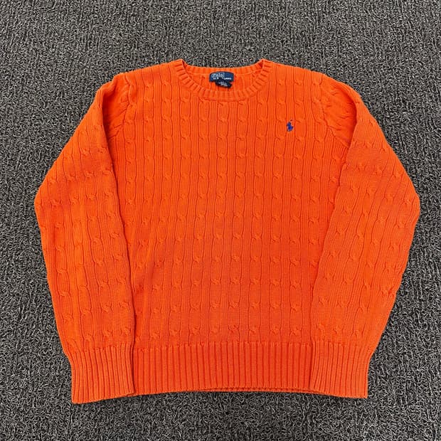 POLO 폴로 랄프로렌 여성 케이블 꽈배기 니트 주황 S