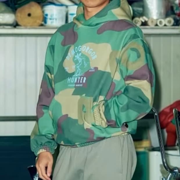 XL) 아이앱 스튜디오 x 기묘한 이야기 헌터 카모 후드