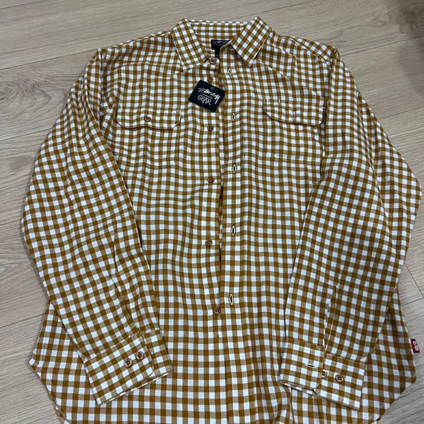 스투시 아카이빙 s로고 깅엄셔츠 새제품 L