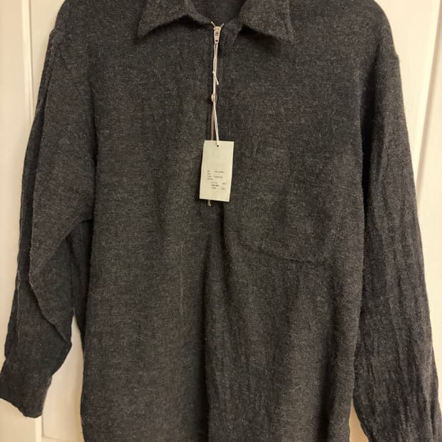 코모리 캐시미어 블렌드 반집업 셔츠