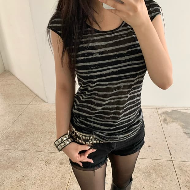 Burnout stripe tee