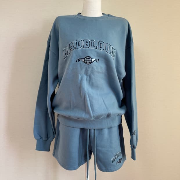 배드블러드) 기모 맨투맨 쇼츠 세트