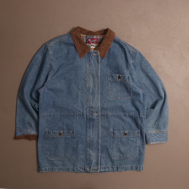 90's 데님앤코 코듀로이카라 커버올 자켓 A1702