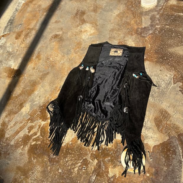 Vintage Native Style Fringe Suede Vest