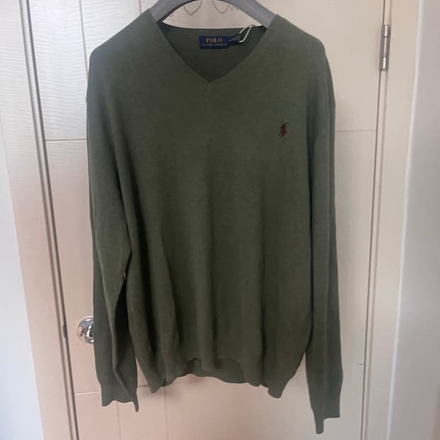 폴로 랄프로렌 맨즈 브이넥 피마 코튼 스웨터 니트 OLIVE