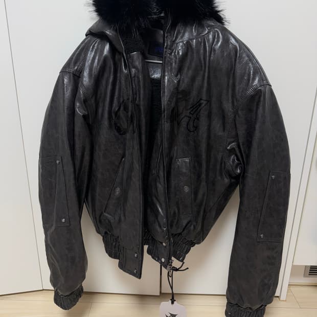 오퍼스 후드 레더 봄버 자켓 S