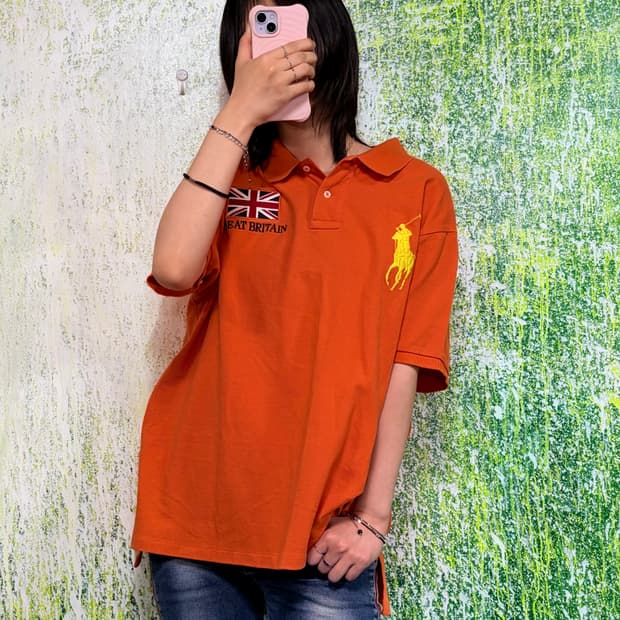 폴로 빅포니 치프키프 영국 오렌지 반팔 카라 티셔츠 XXL