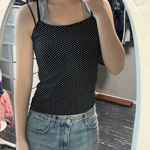 polka dot sleeveless 도트 나시