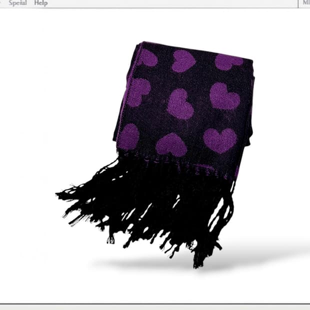 jp vintage 퍼플 하트 도트 목도리