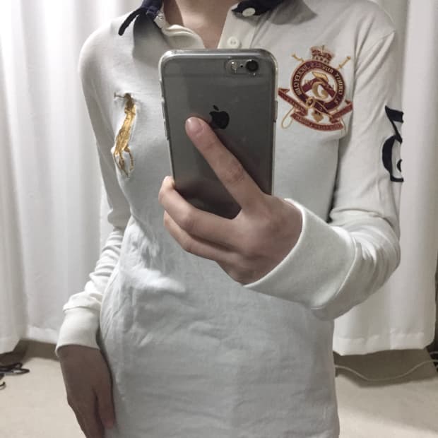 폴로 랄프로렌 흰골 화이트 골드 빅포니 카라 긴팔 티셔츠