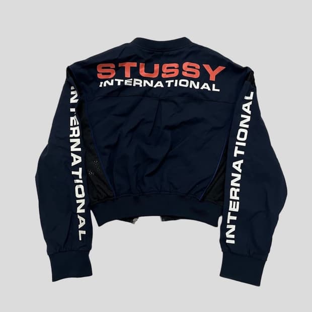 스투시 인터네셔널 크롭 집업 네이비 자켓 M