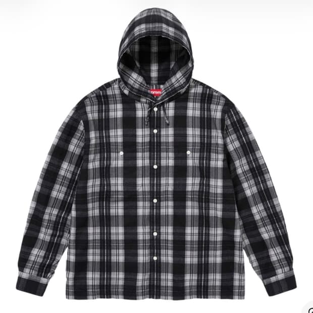 L) 슈프림 프린티드 후드 플란넬 셔츠 블랙