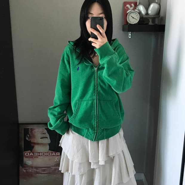 폴로 랄프로렌 포니로고 그린 후드집업 
