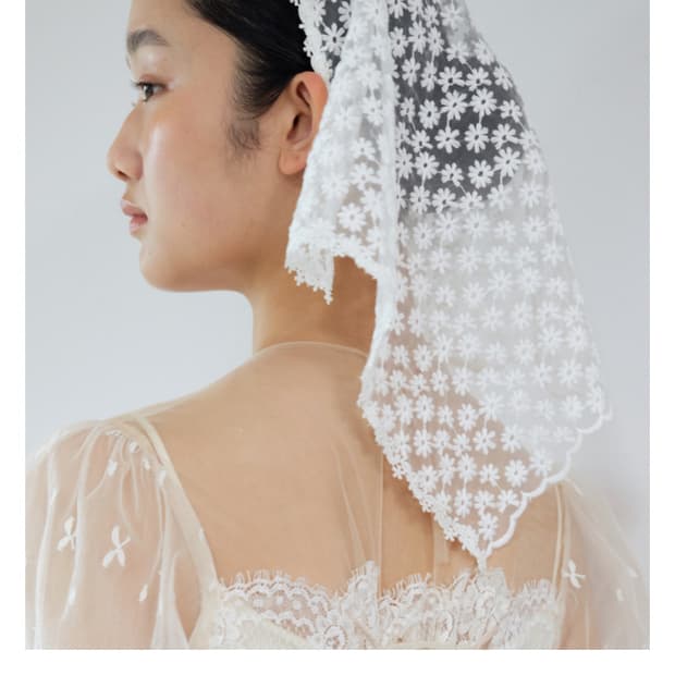 포지베일 플라워 레이스 웨딩 베일 스카프