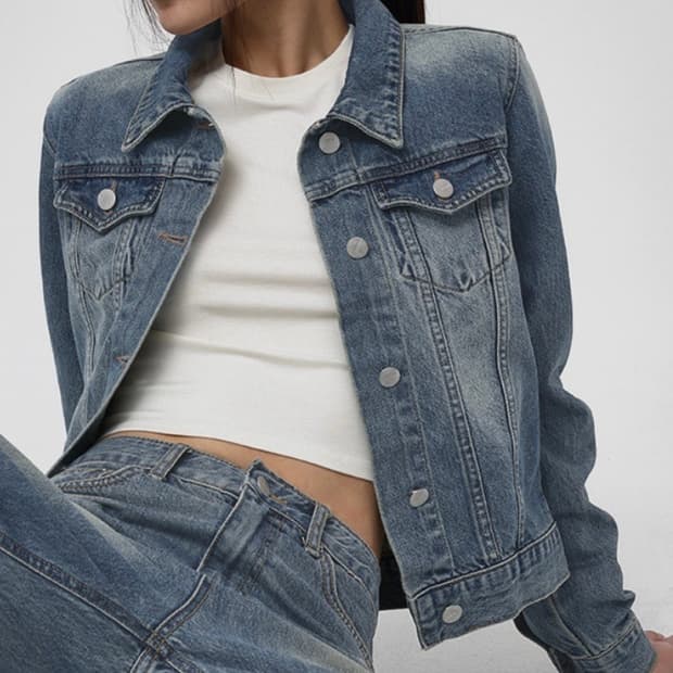 데님 워싱 청 자켓