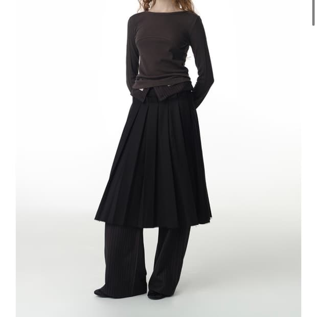 밀로 우먼 버클 플리츠 스커트 s