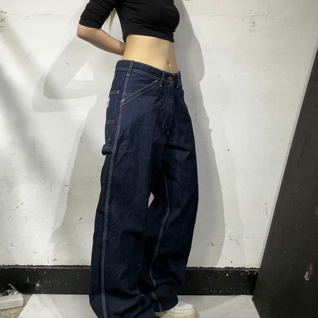 리 진청 카펜터 워크 팬츠 와이드 데님 팬츠 청바지 S