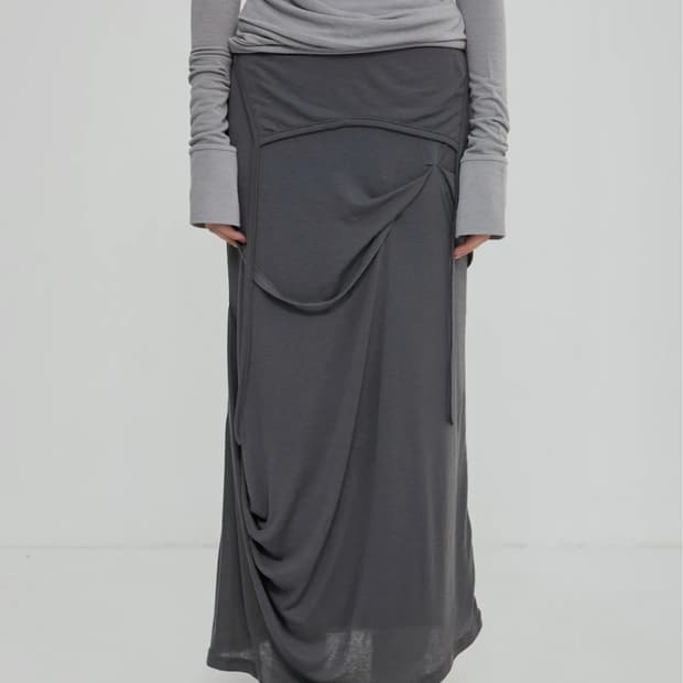 Asymmetrical Draped Long Skirt 플레어업 스커트