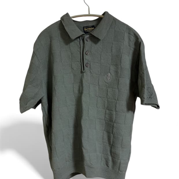 헤리티지플로스 울 체크 니트 반팔 