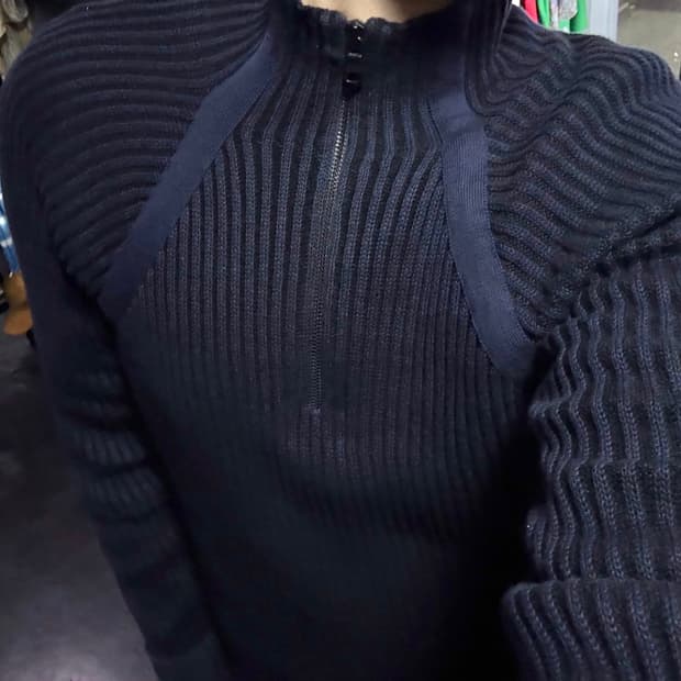 아르마니 익스체인지 알마니 네이비 남색 반목 반집업 터틀넥 목폴라 골지 