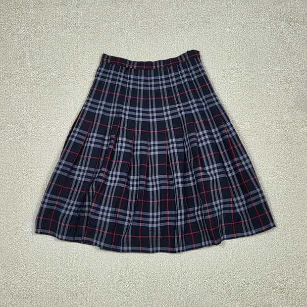 [버버리] 빈티지 타탄 체크 울 플리츠 스커트 | 00258