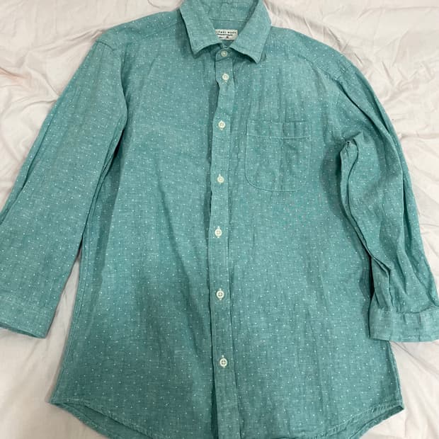 모리걸 글로벌워크 도트 민트 셔츠