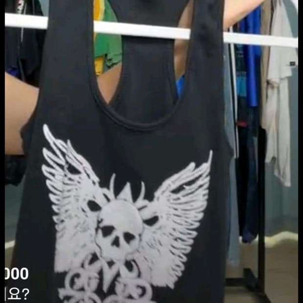 빈티지 펑크 글리터 해골 슬리브리스 