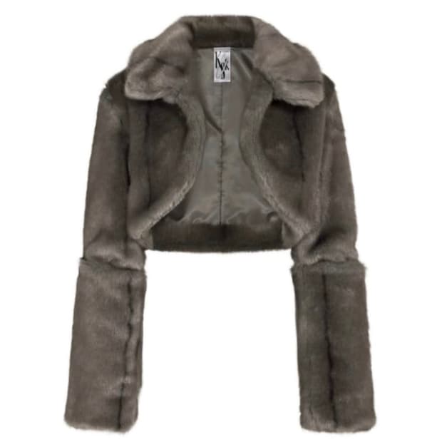 Kashiko 카시코 퍼자켓 볼레로 브라운