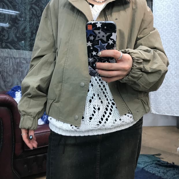 La creme 여성 금장버튼 블루종 자켓 