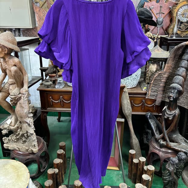 플리츠(주름)퍼플 롱 원피스